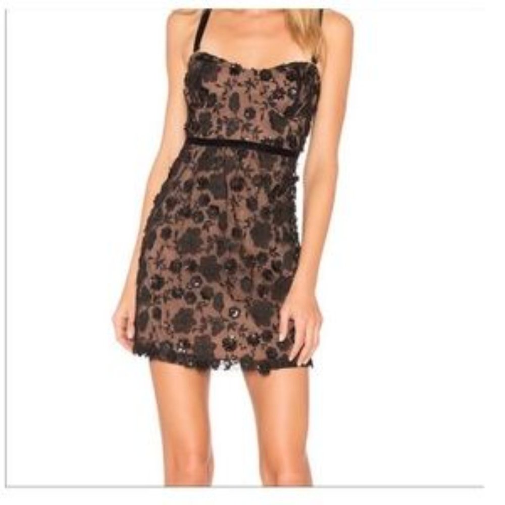 NWT Black For Love and Lemons Dress cocktail embroidered sexy